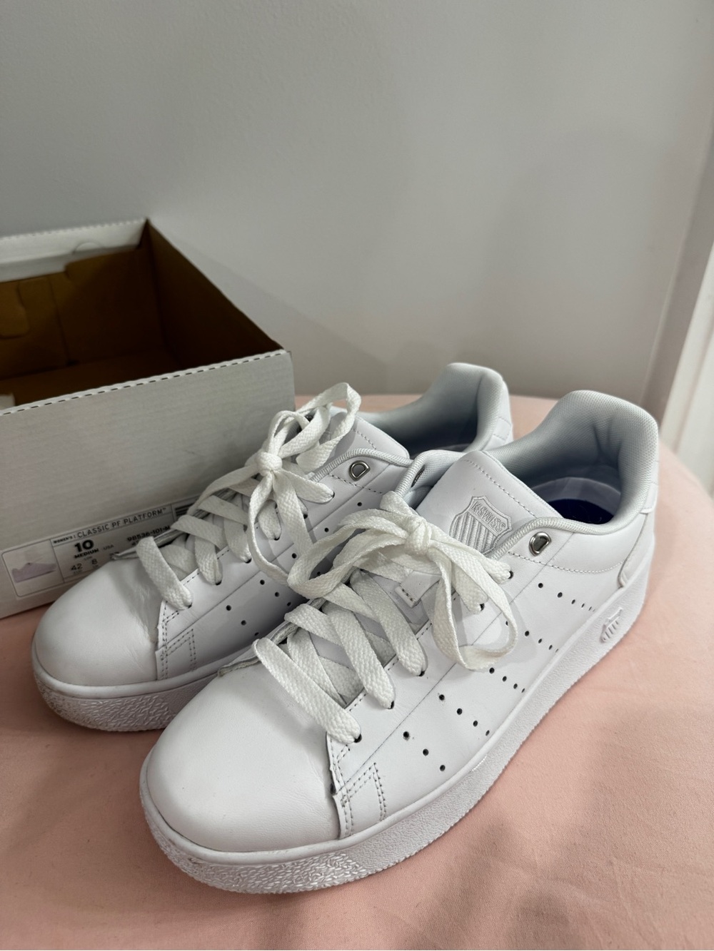 K-Swiss White Leather Sneakers